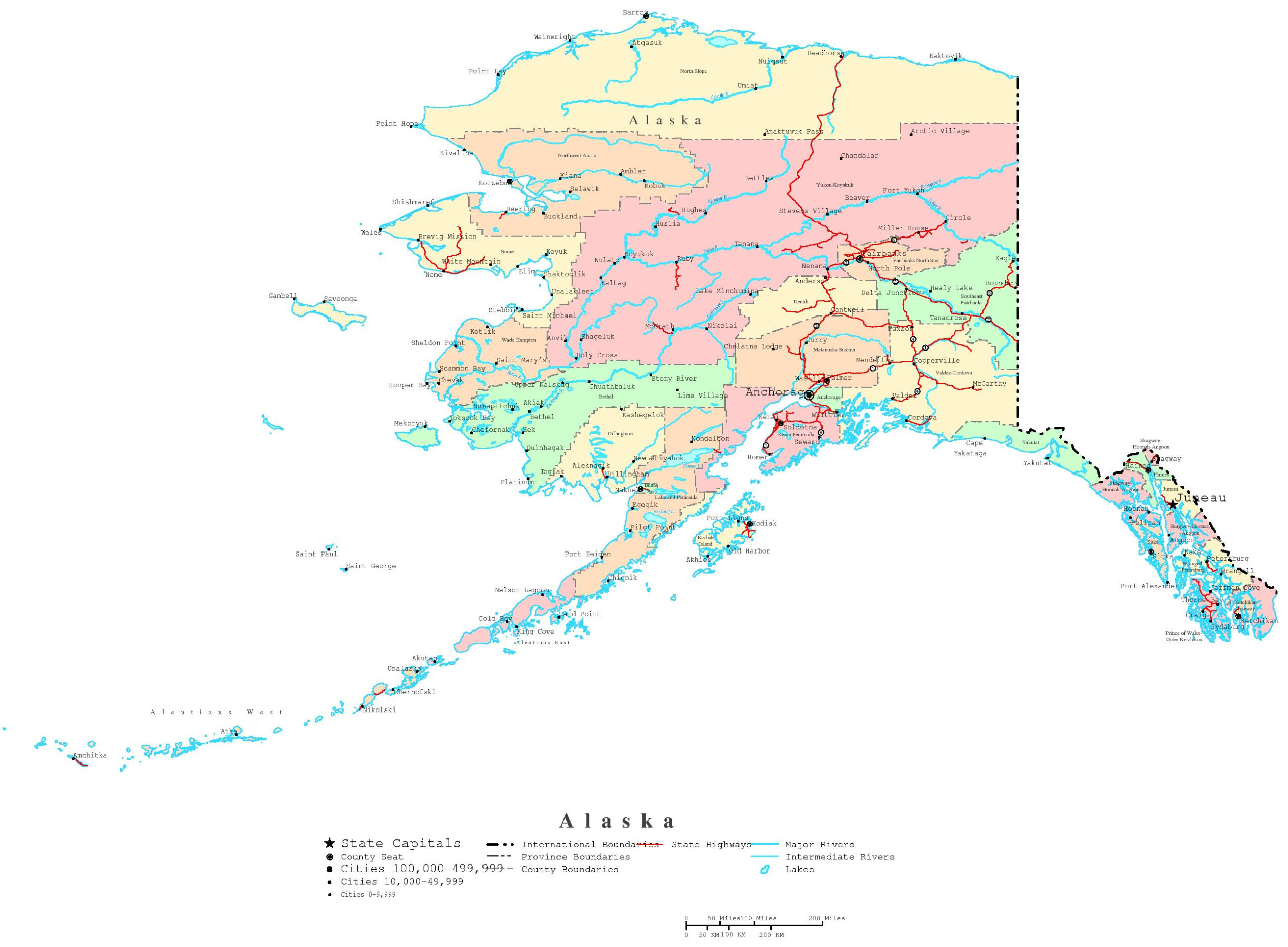 Alaska Printable Map regarding Printable Maps of Alaska