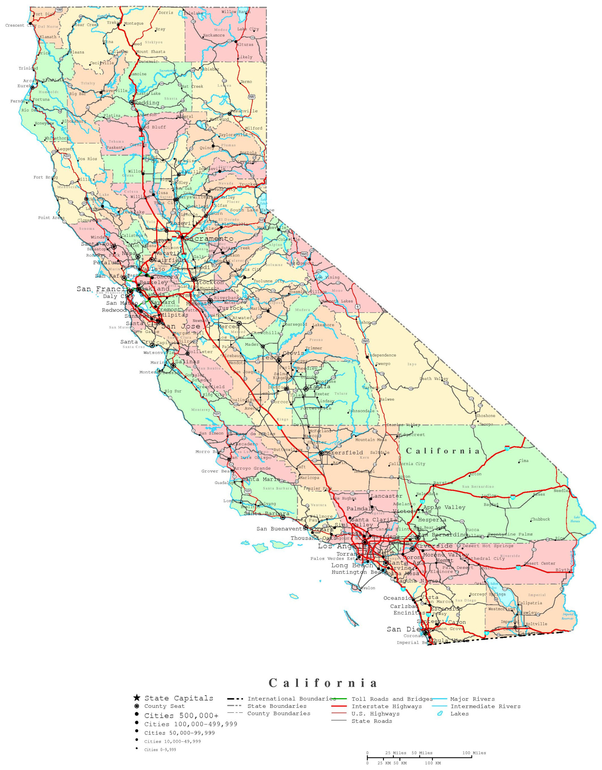 California Printable Map regarding Printable Maps Of California