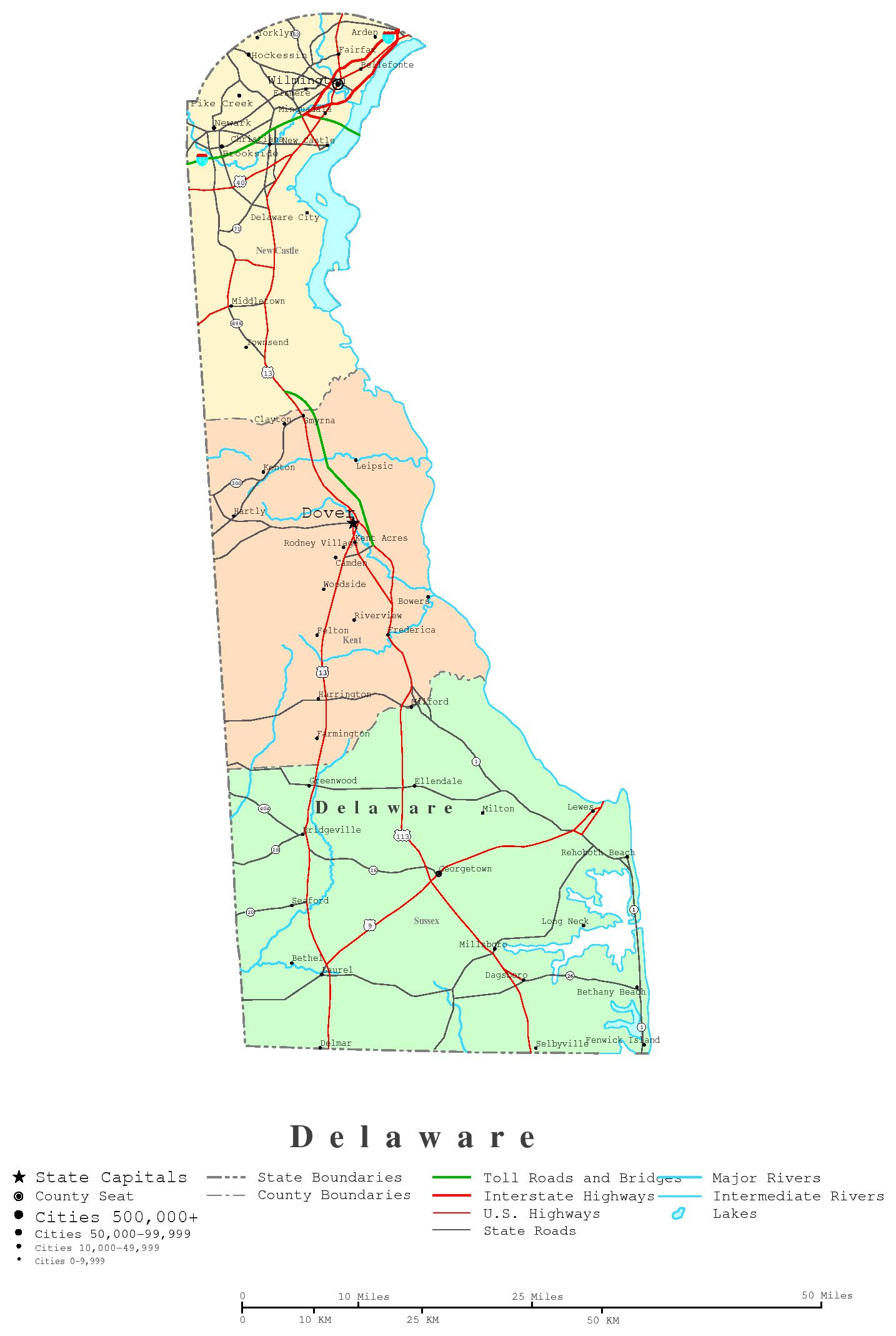 Delaware Printable Map regarding Printable Maps of Delaware