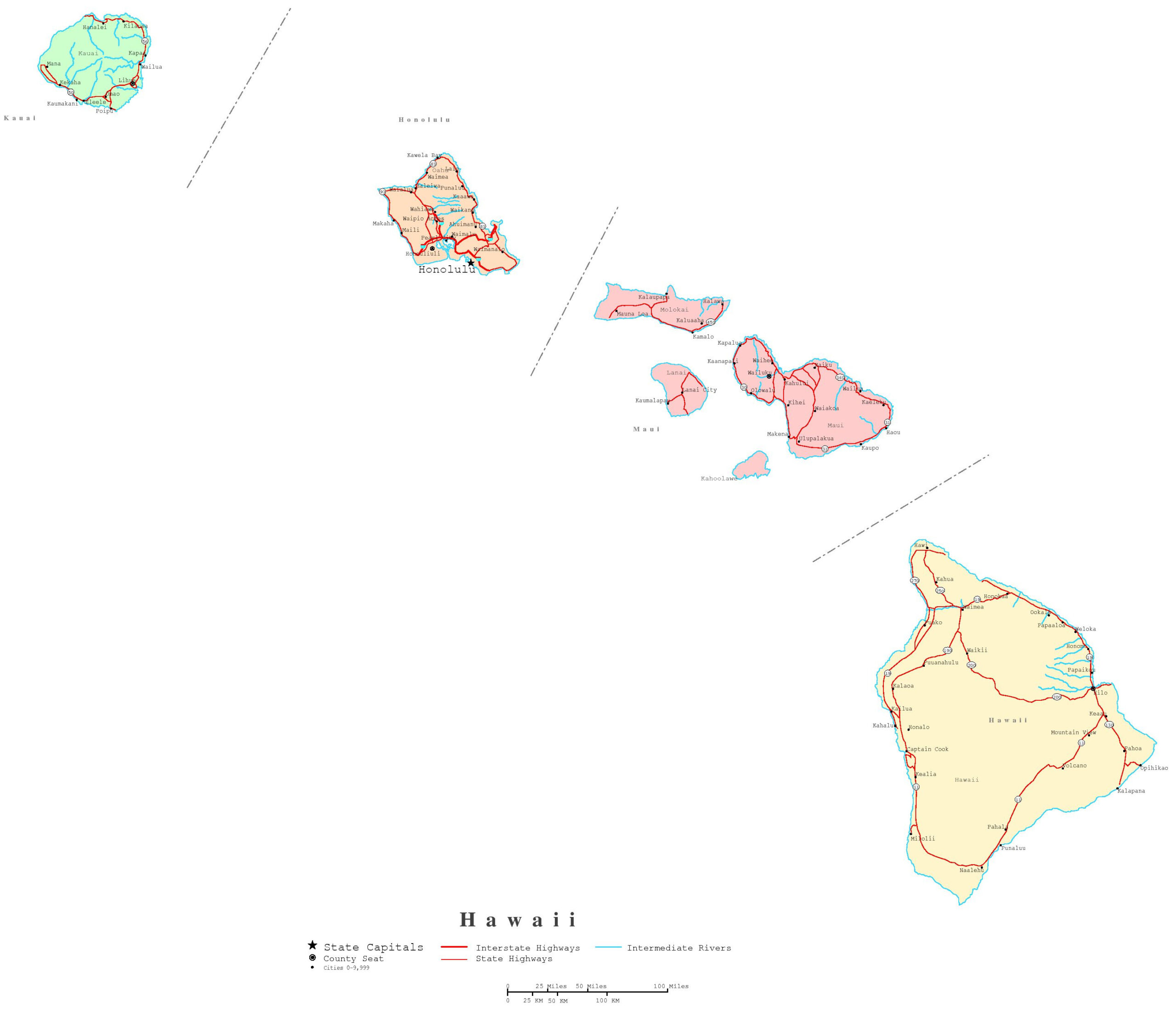 Hawaii Printable Map in Printable Maps Of Hawaii