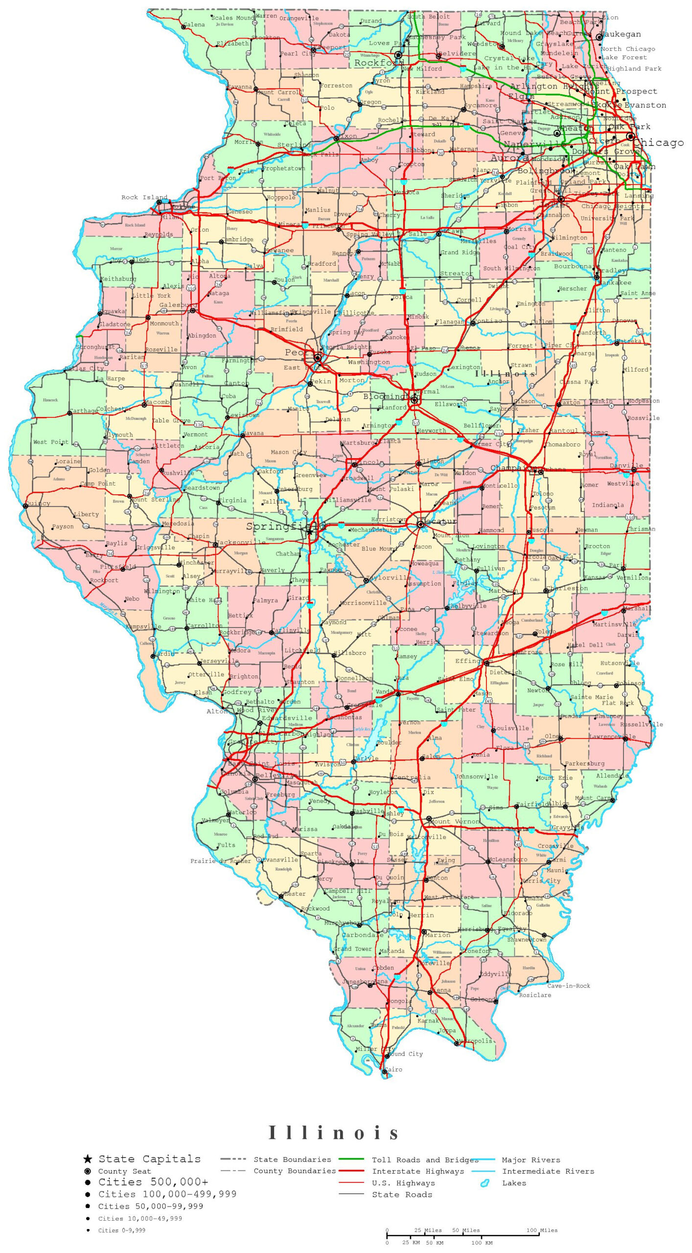 Illinois Printable Map within Printable Maps of Illinois