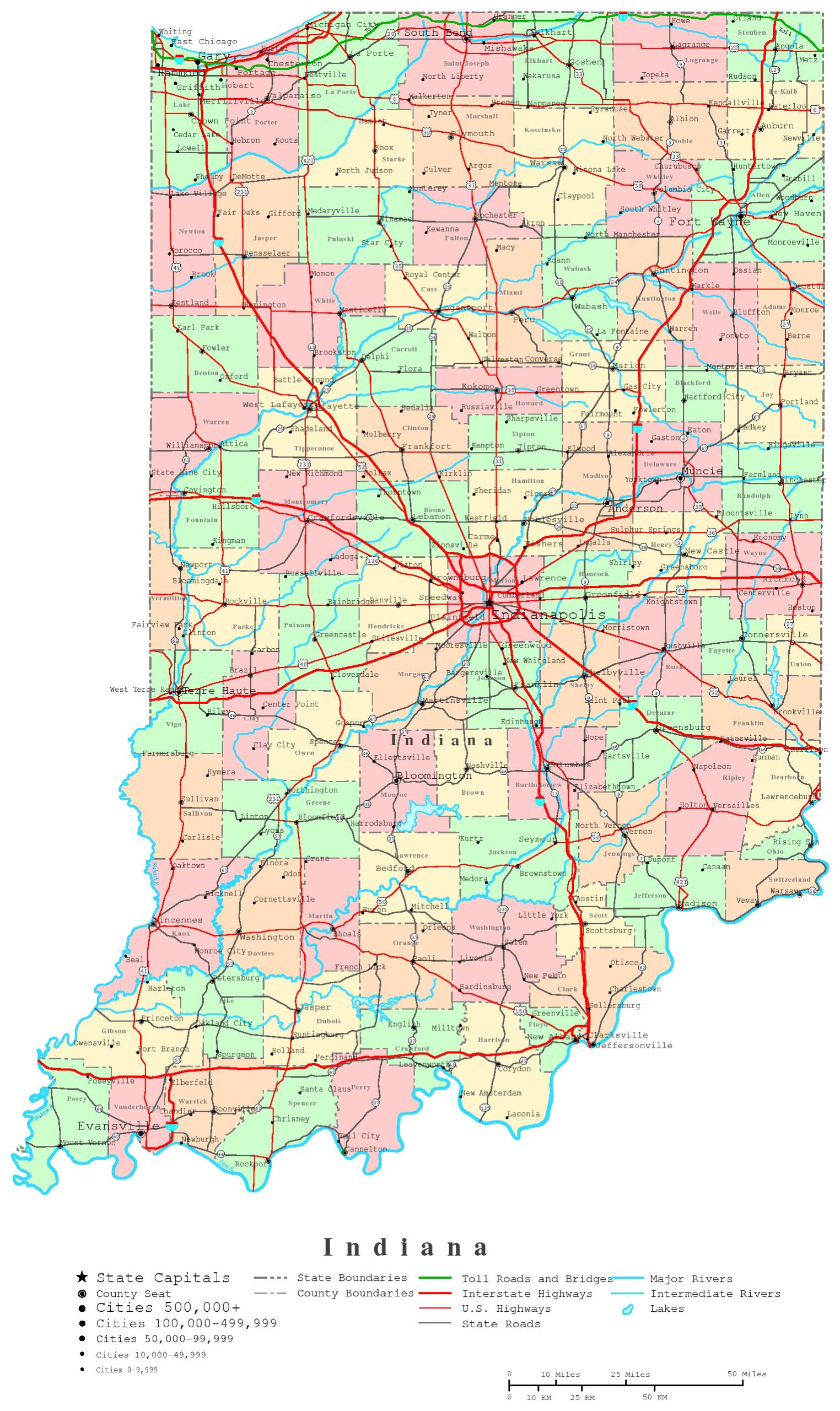 Indiana Printable Map with regard to Printable Maps of Indiana