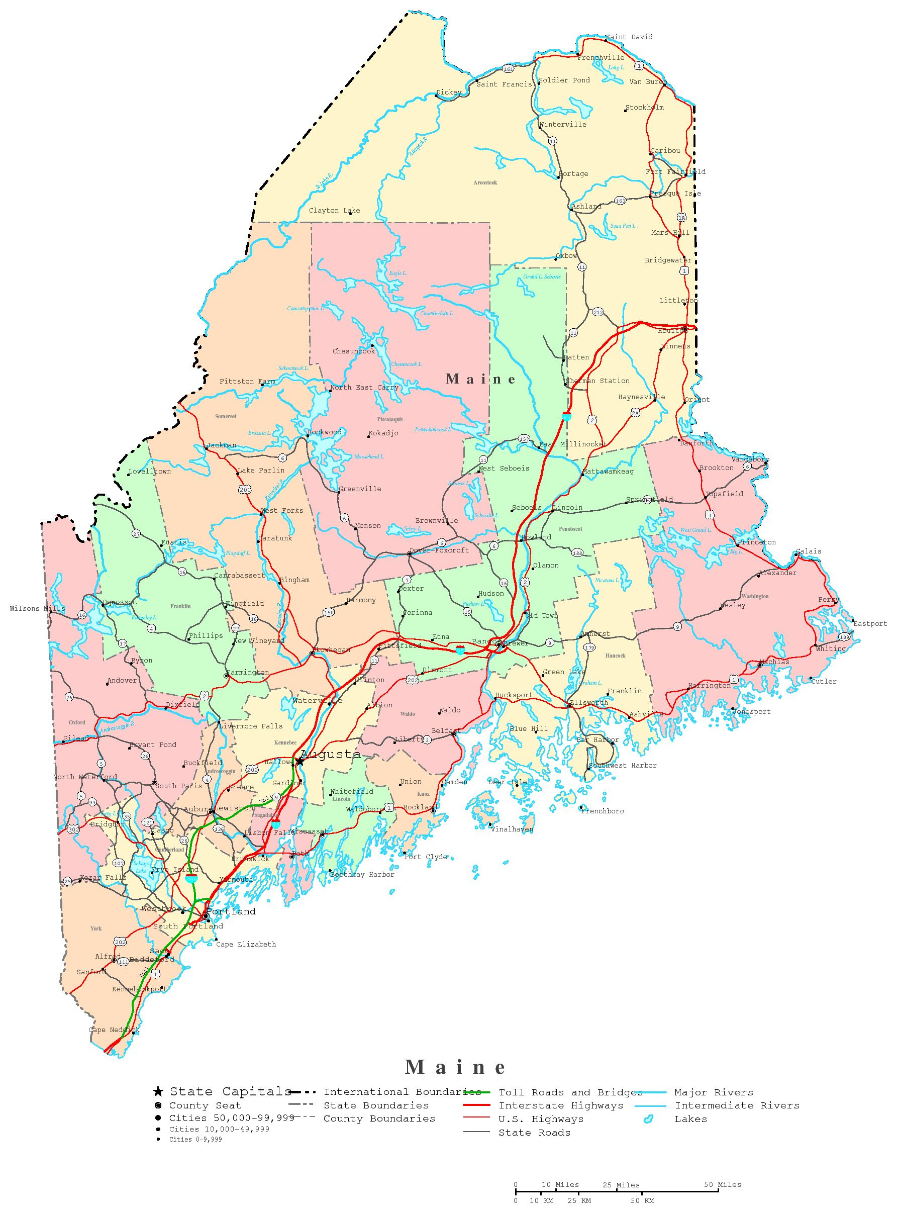 Maine Printable Map for Printable Maps of Maine