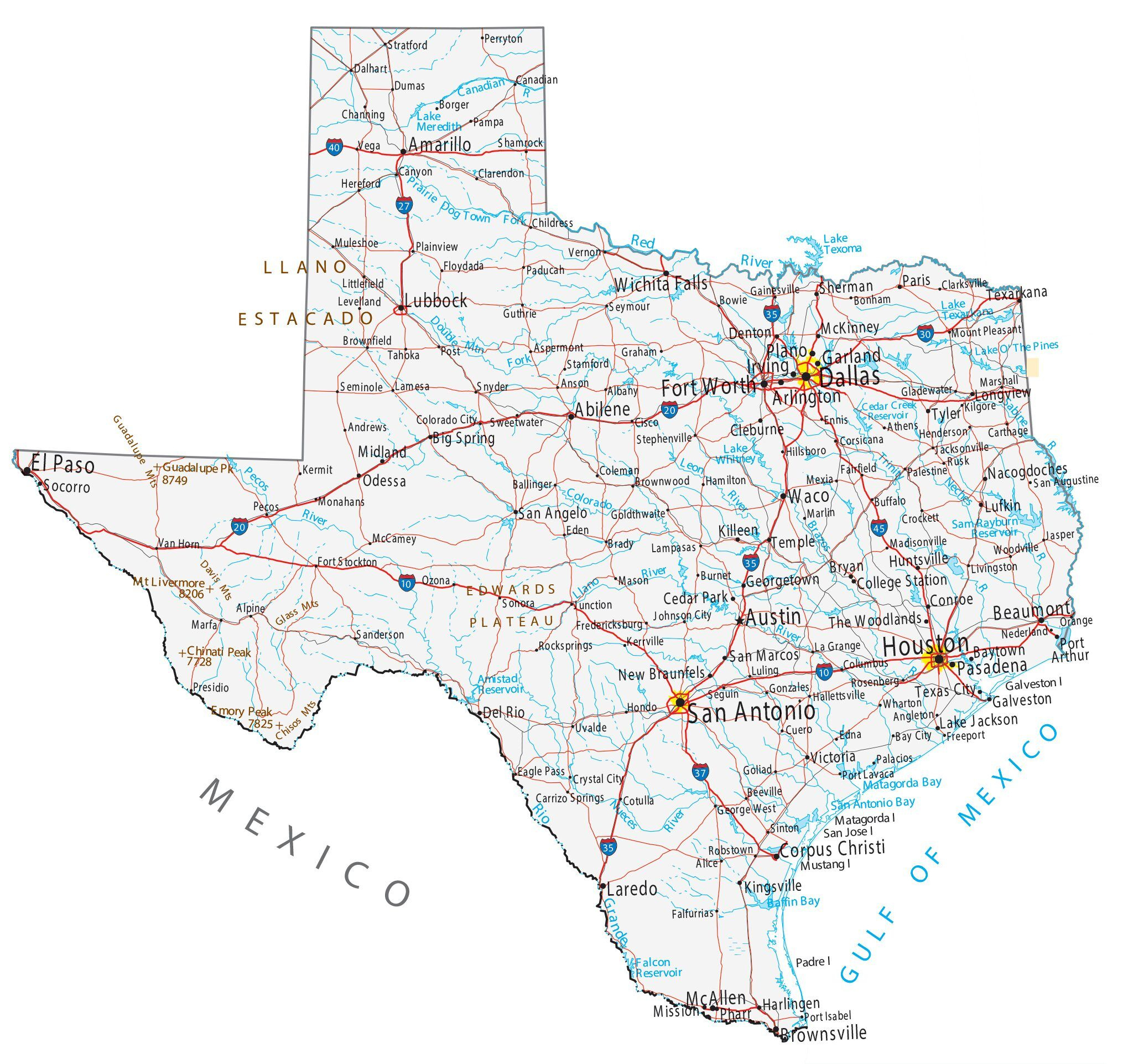 Map Of Texas - Cities And Roads - Gis Geography throughout Printable Maps of Texas