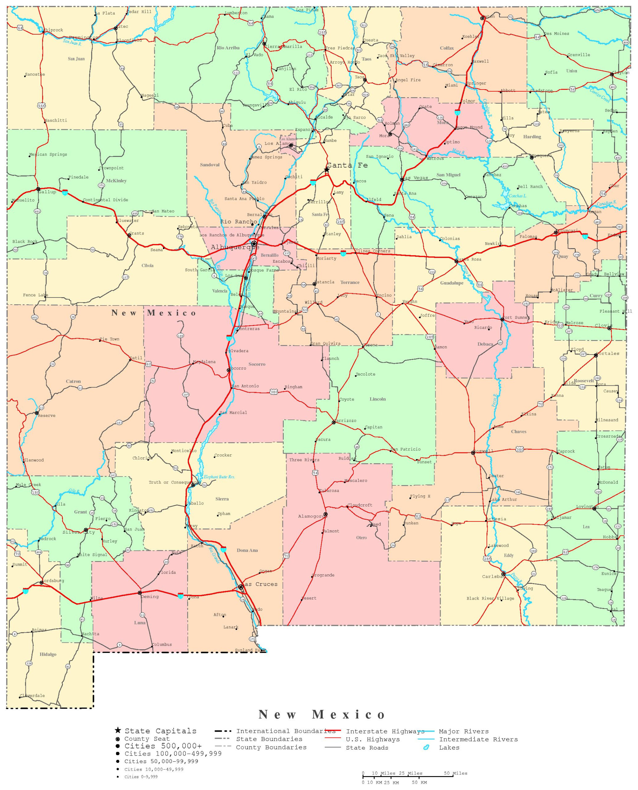 New Mexico Printable Map for Printable Maps Of New Mexico