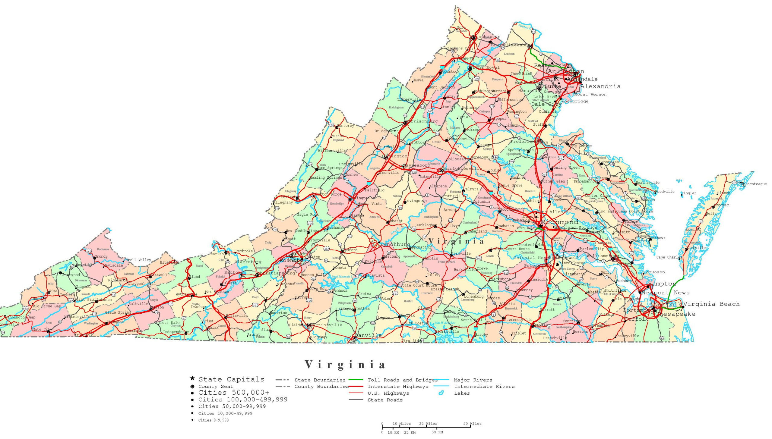 Virginia Printable Map intended for Printable Maps Of Virginia